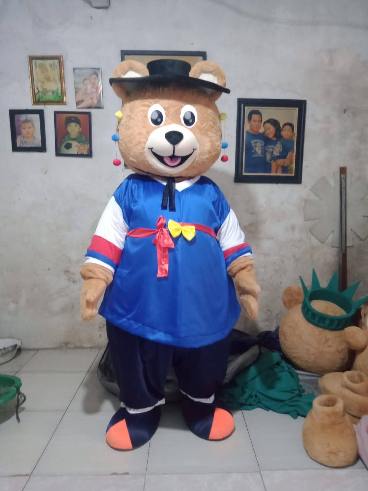 Produksi Maskot Custom - Karakter Beruang Tema Pakaian Tradisional Korea